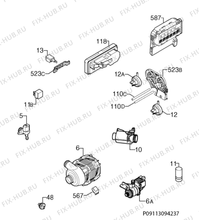 Схема №14 F55034M0 с изображением Микромодуль для посудомойки Aeg 973911546032039